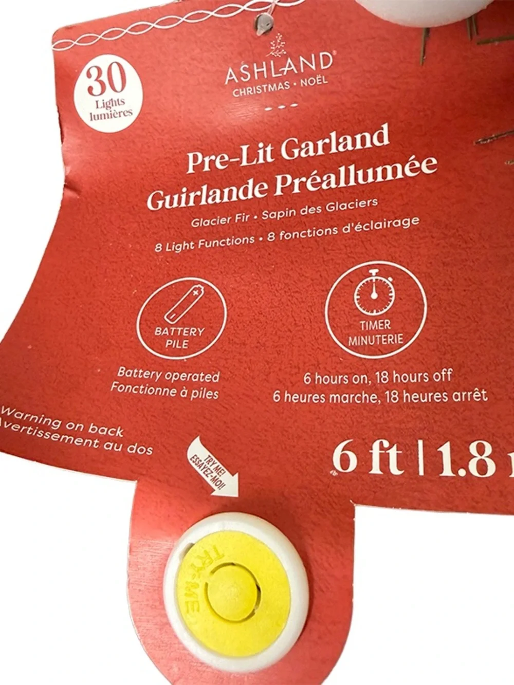 Ashland 6ft Multicolored Pre-litGarland Battery Operated with Timer.